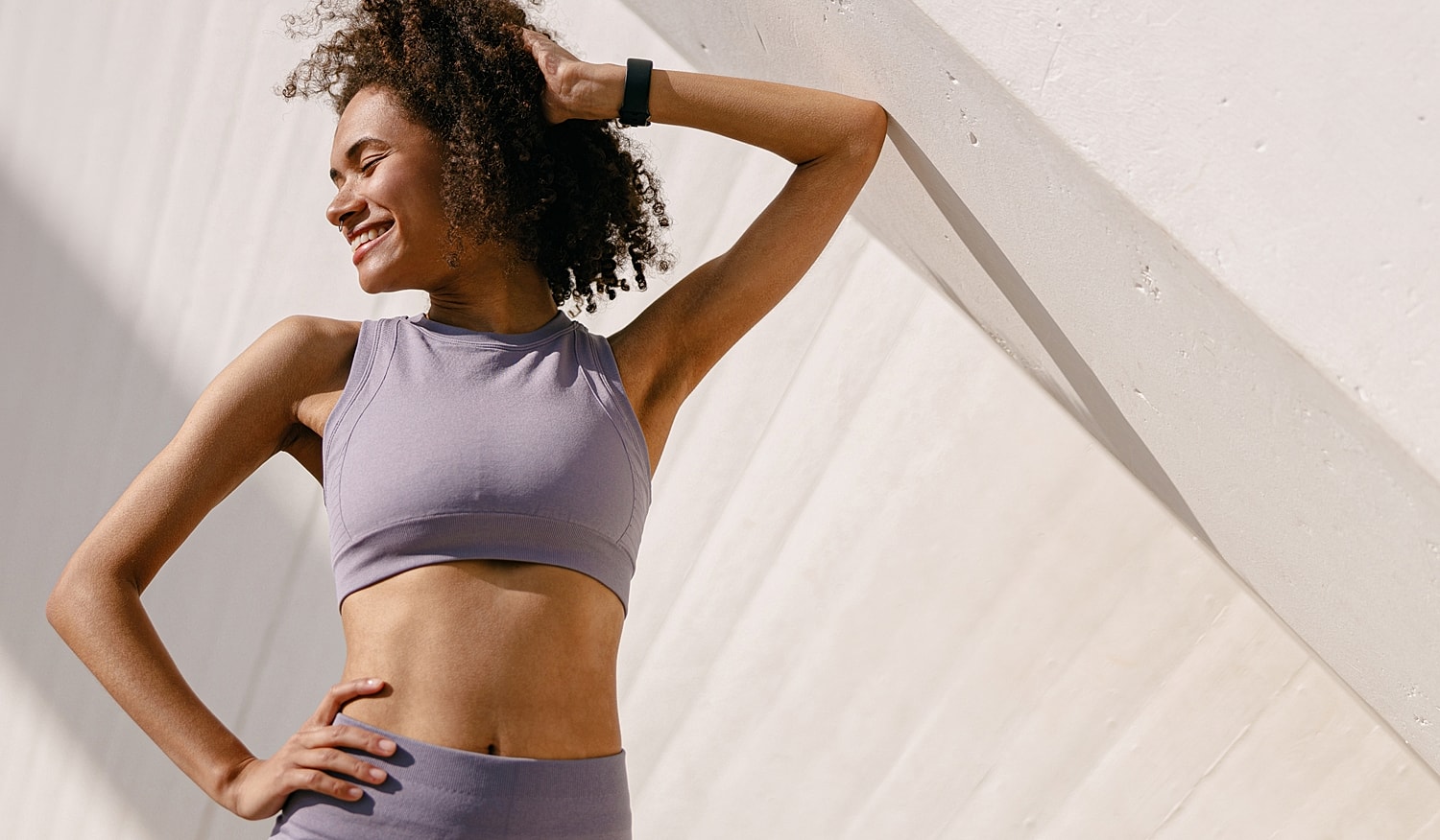 Close-up of a woman with flowing hair.