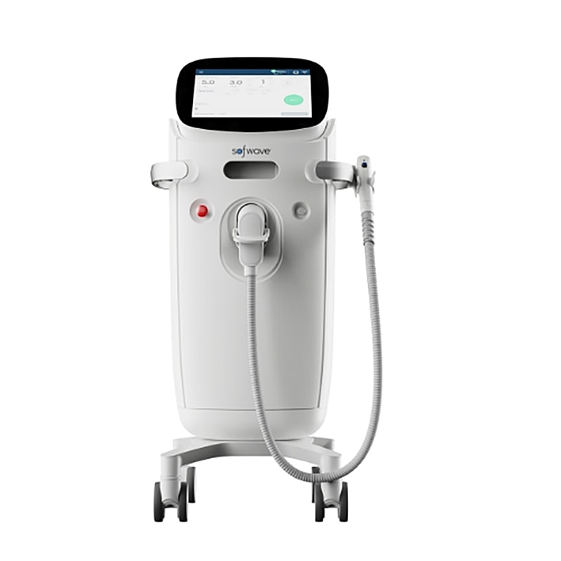 Skincare treatment device with touchscreen interface.