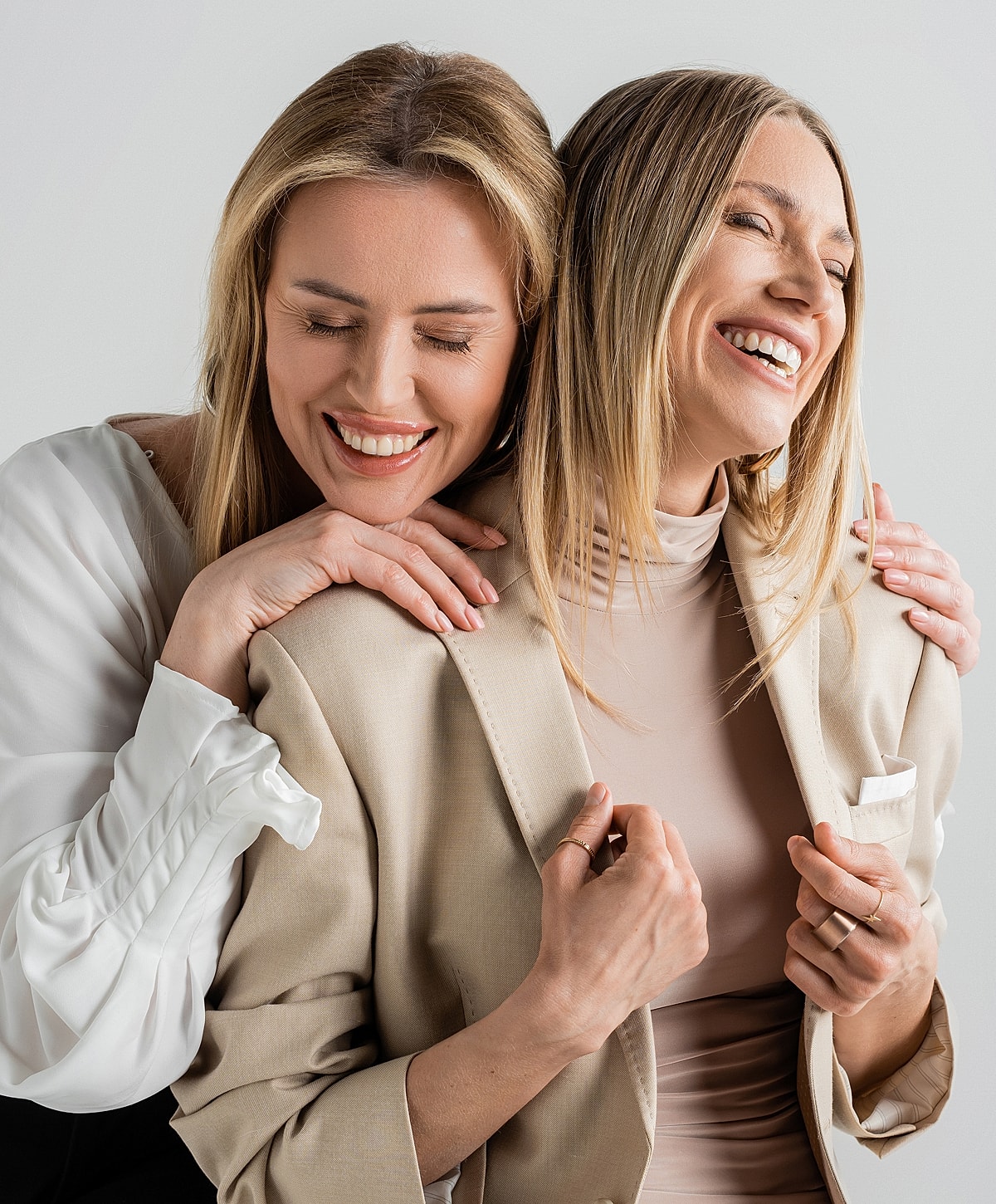 Happy friends sharing a joyful moment together.